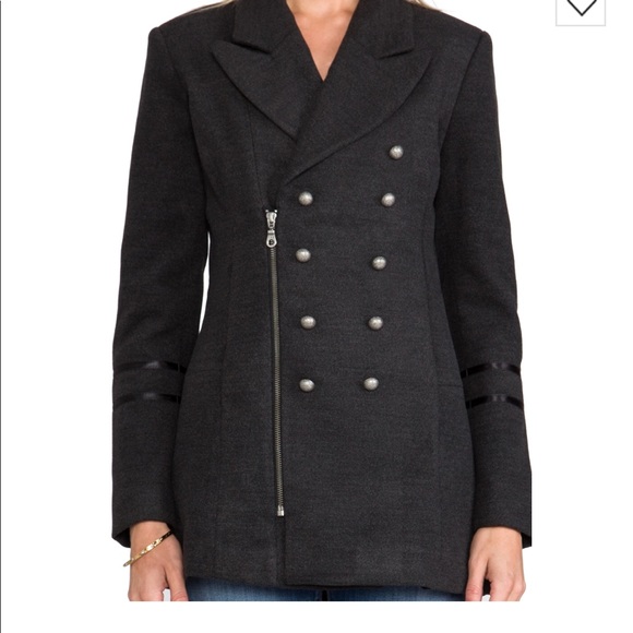 Anine Bing Zip Front Grey Pea Coat, size XS - Picture 3 of 8